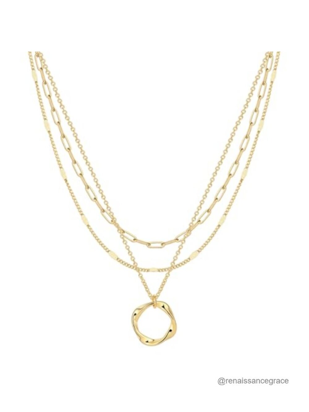 14k Gold Plated Layered Necklace Set Dainty Paperclip Herringbone Cuban Chain